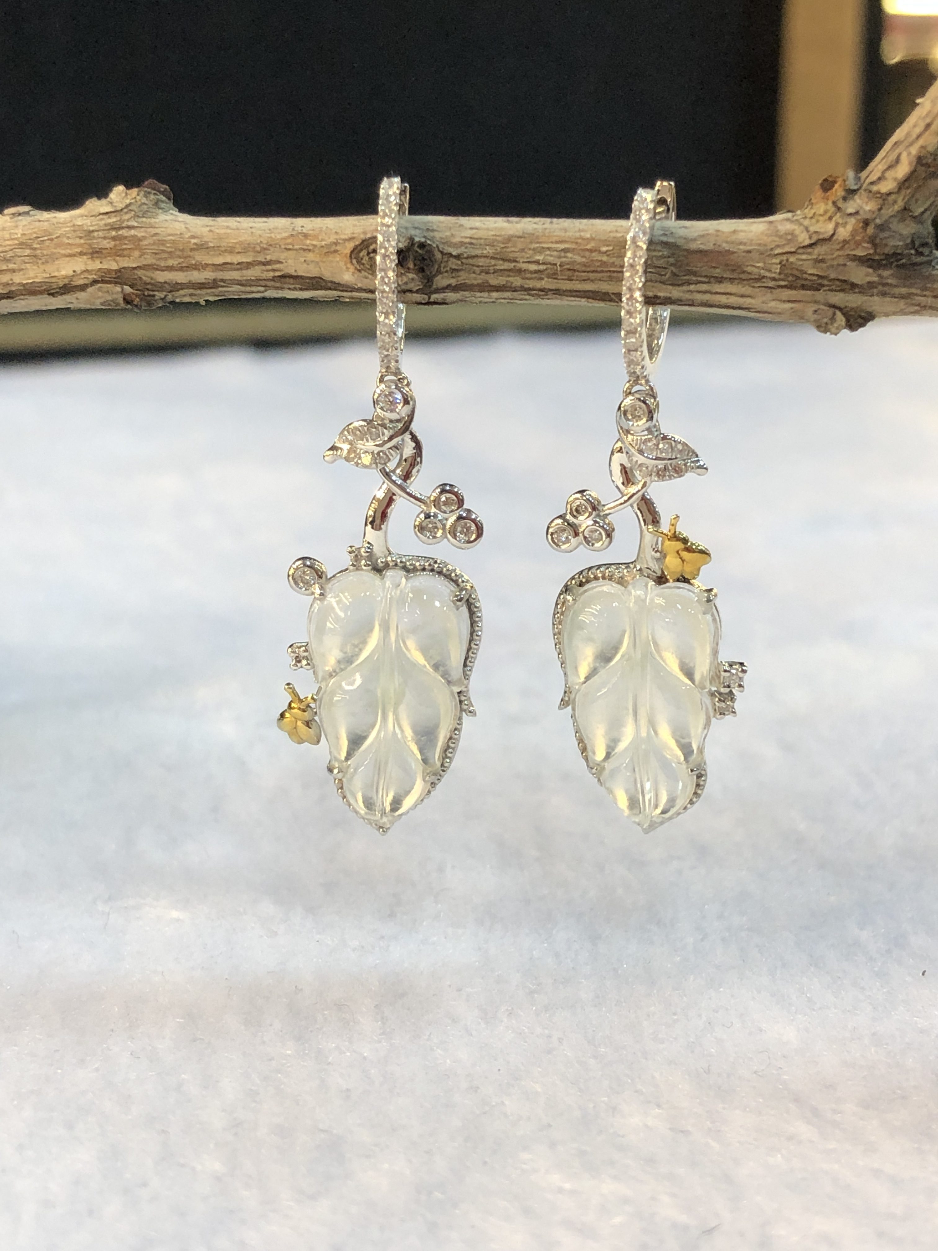 Jade leaf earrings sale