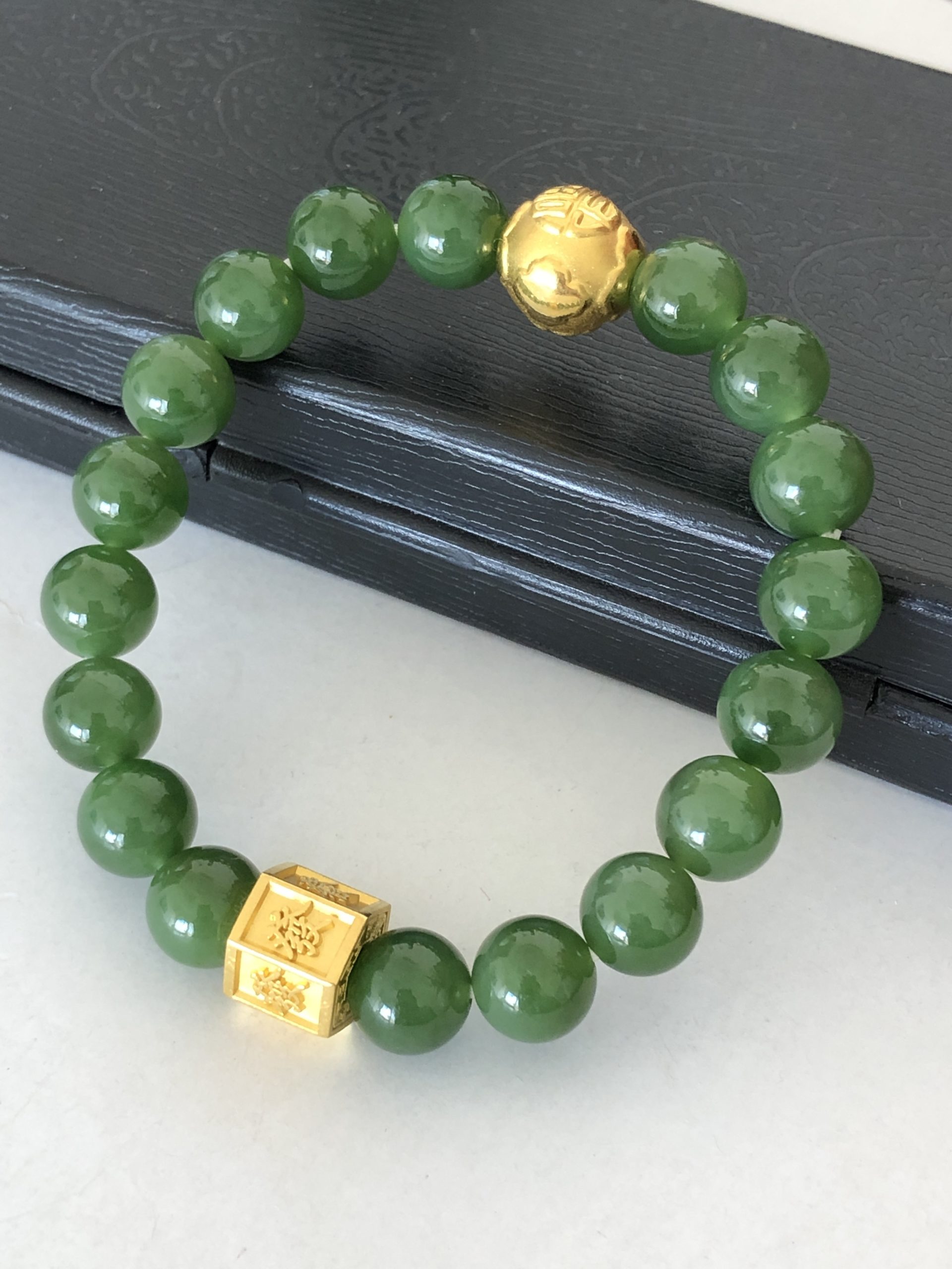 Genuine Green Jade Round Beads Bracelet Bangle ( 9.5 mm ) | Jade Jewelry, Nephrite Jade Jewelry | RealJade, authenticity Is Timeless 6.5 Inches