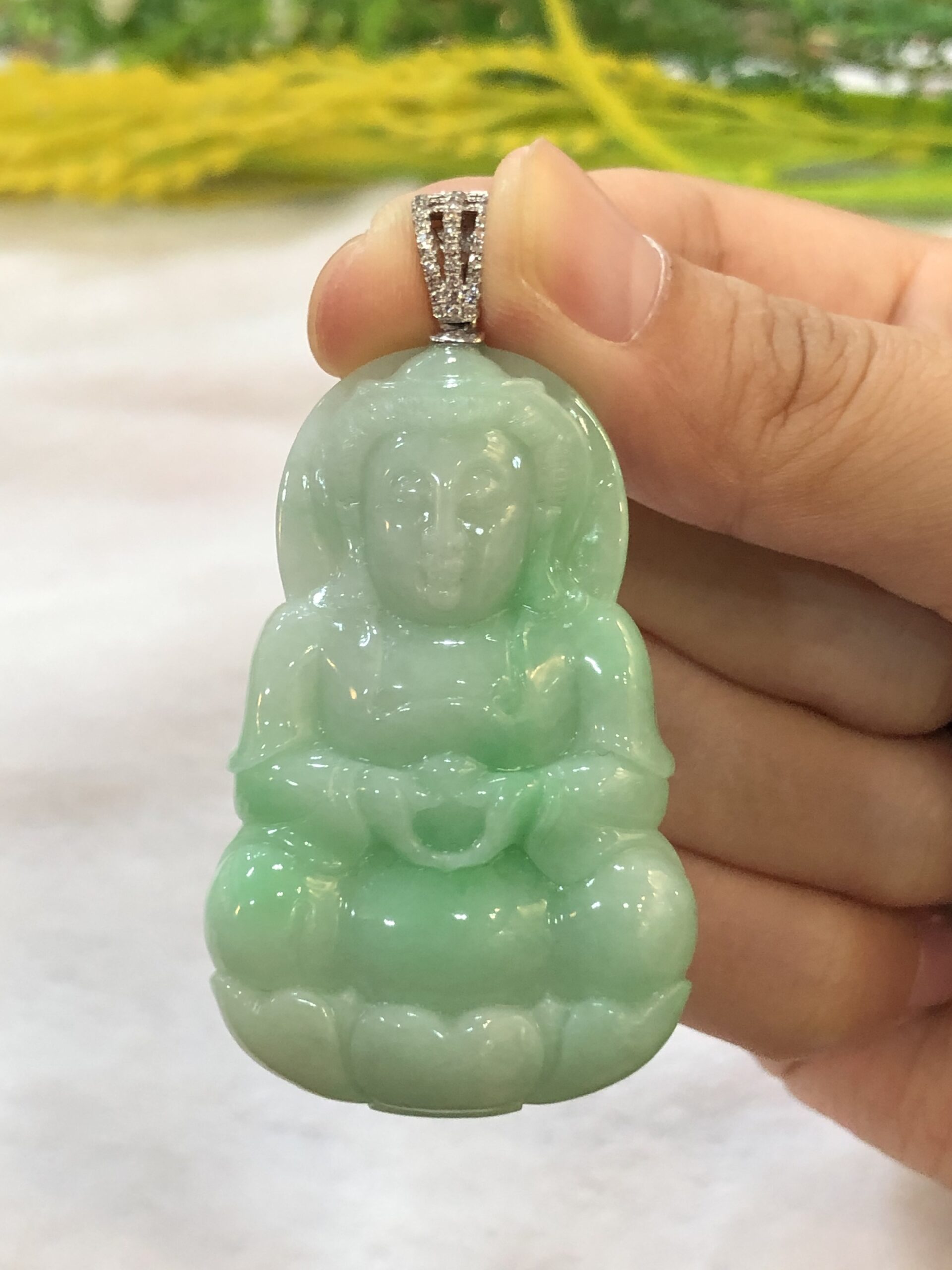 apple green jade pendant