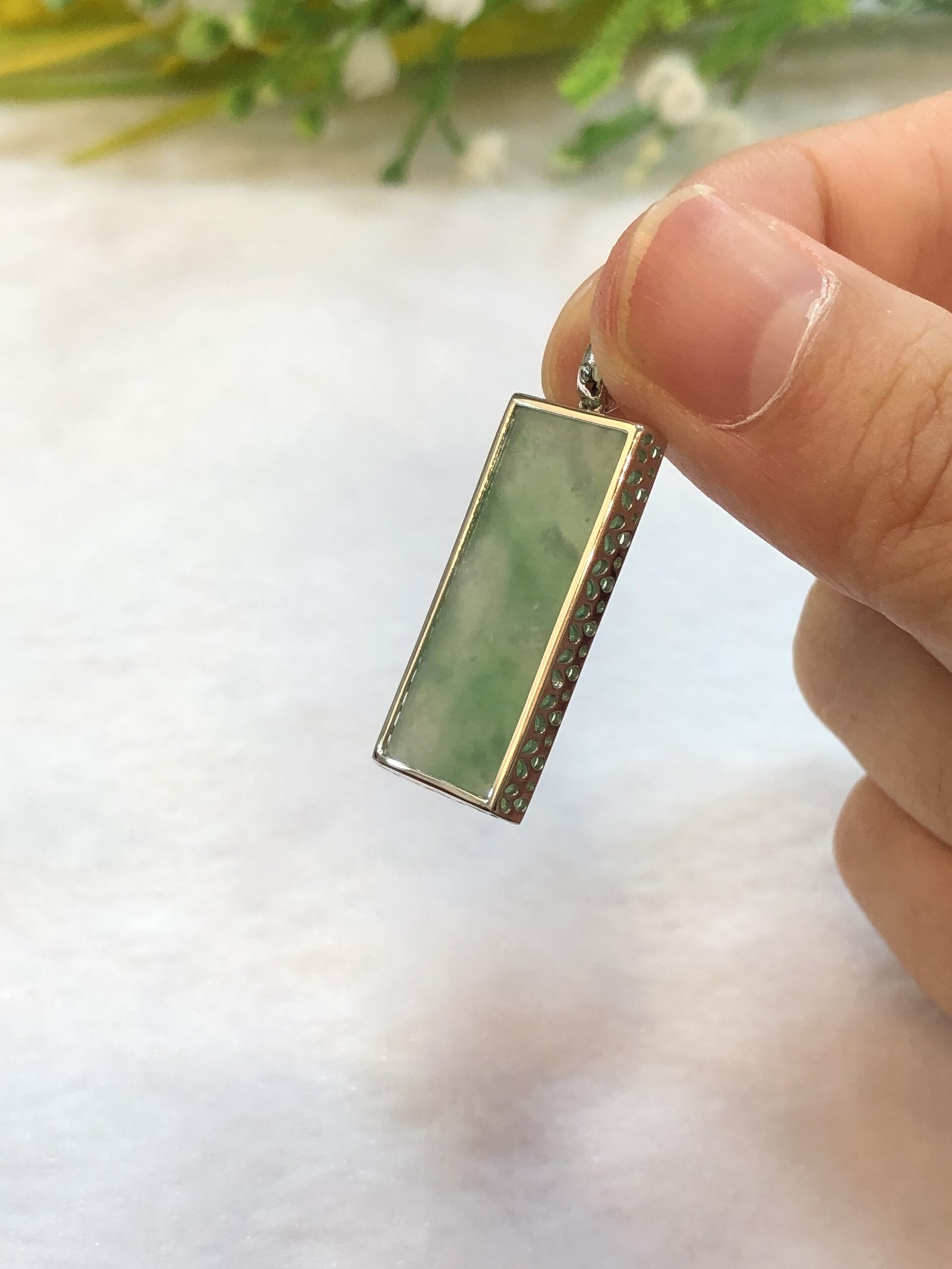 Rectangle jade clearance pendant