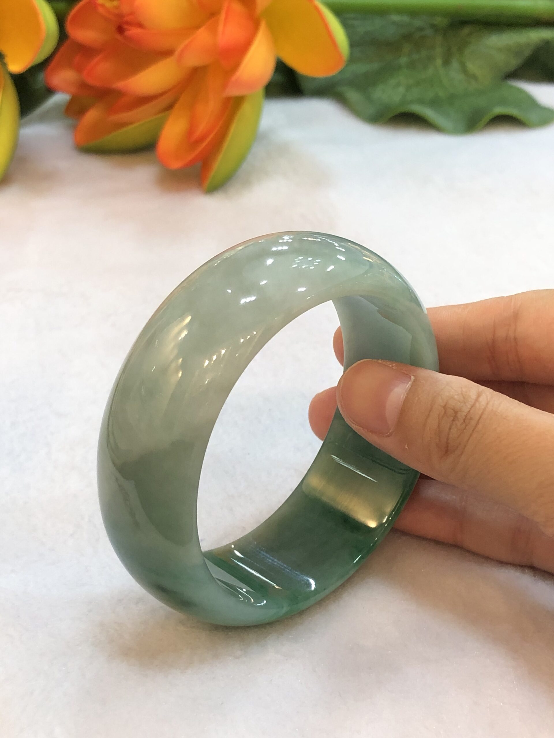 Yuppie Genuine Natural Green Jade Bangle Bracelet Charm Jewellery