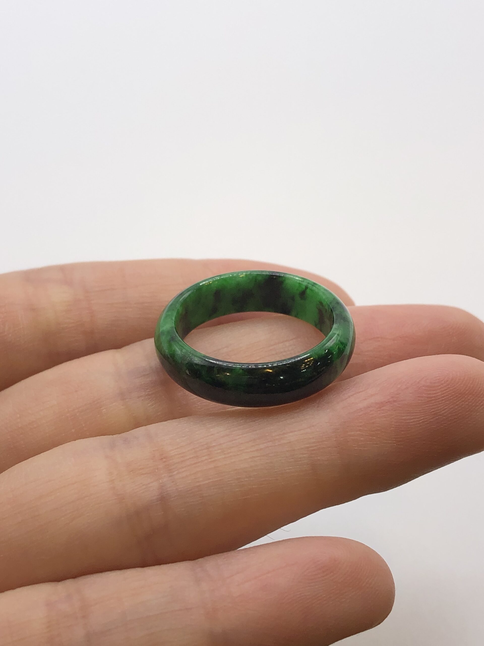 Dark green jade on sale ring