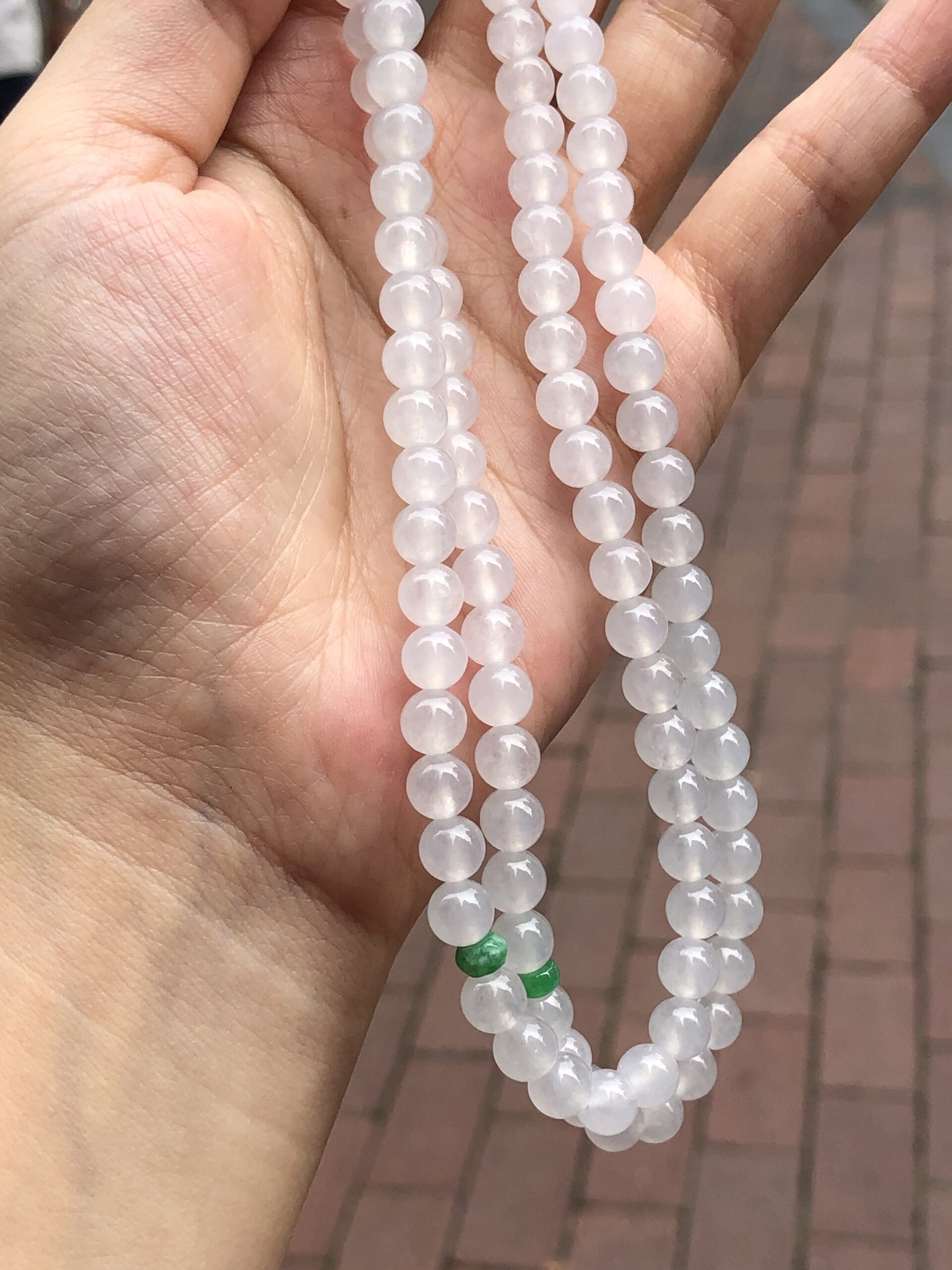 White jade clearance bead necklace