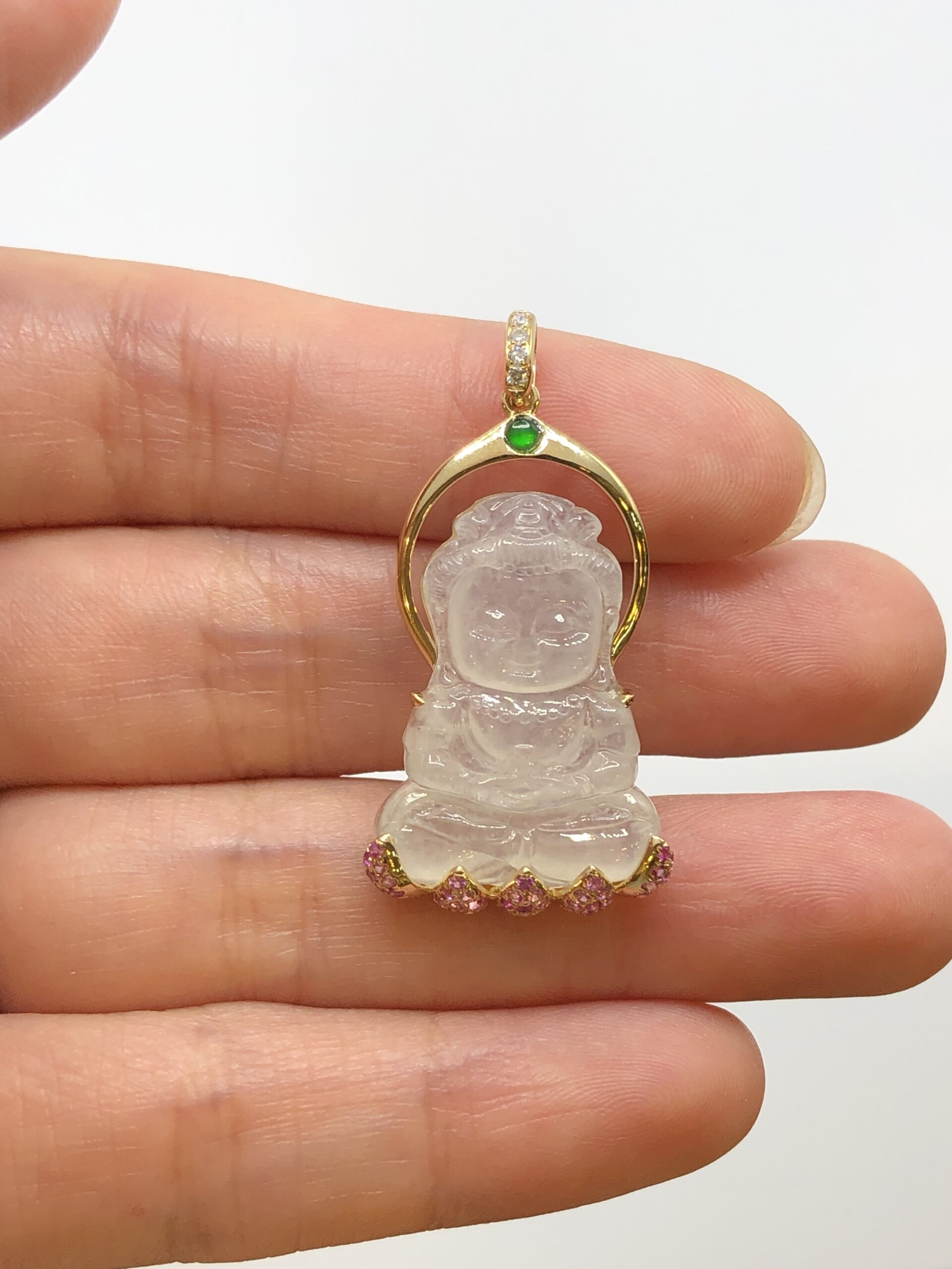 pink jade buddha pendant