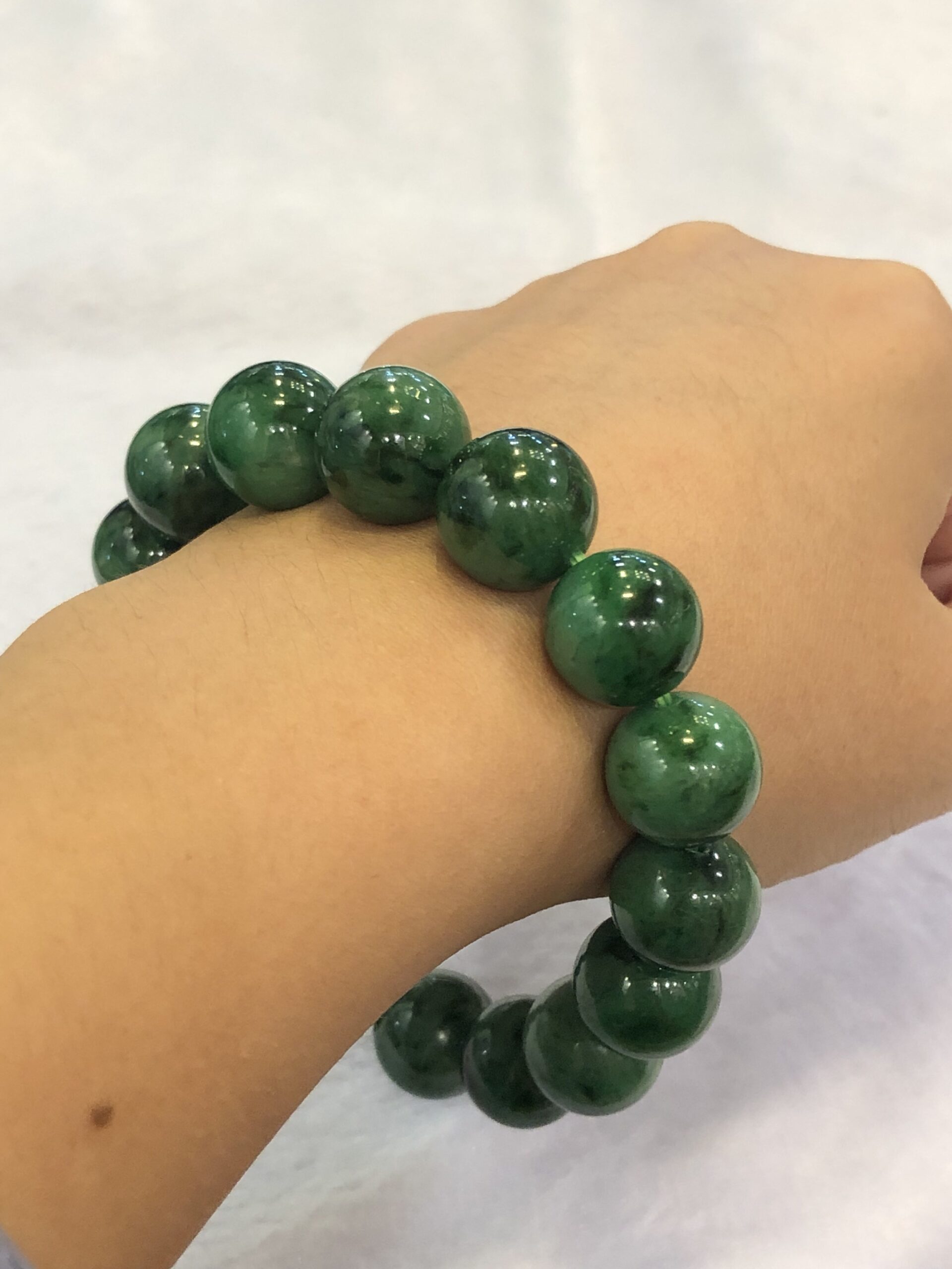 Green Jade Bracelet & Clear Quartz 8 MM | Gemtre